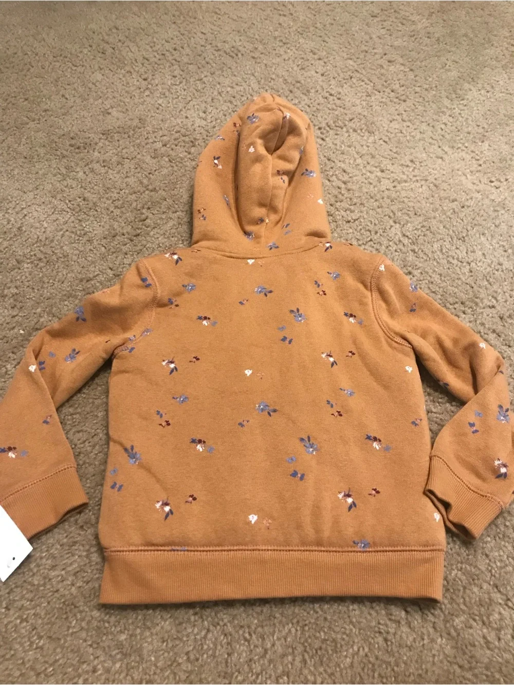 NEW! OshKosh B'gosh Toddler Girls' Tan Floral Fleece Zip Hoodie, Size 4T